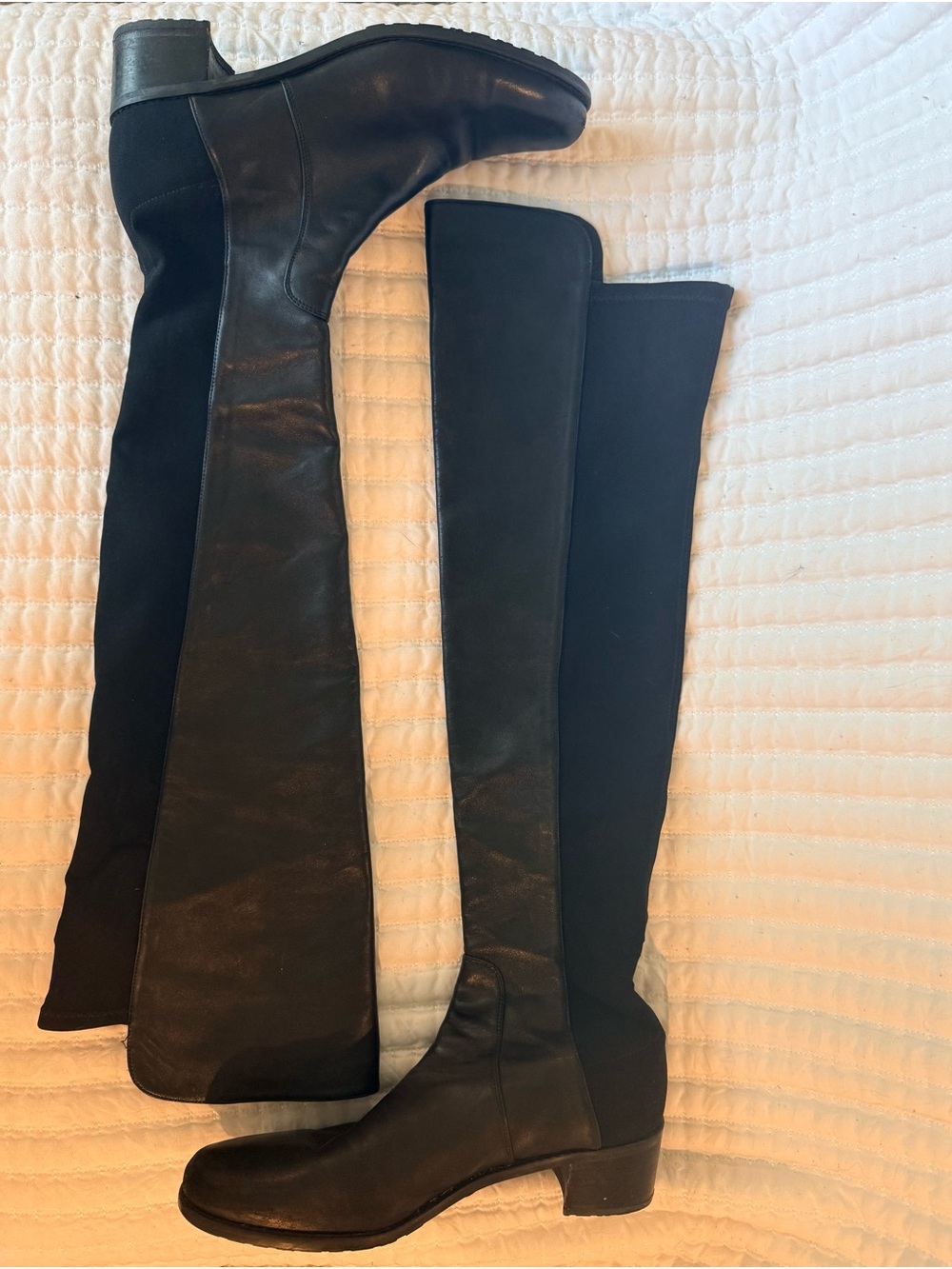Stuart Weitzman 5050 Black Leather Over The Knee Stretch Boots Size 7 W - Picture 8 of 16